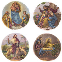 Religious Scenes- Good Shepherd, Emmaus, Jesus with Children, Mary with Child