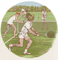 Tennis Players and Court