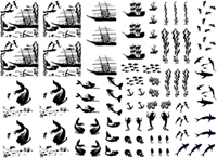 MERMAID,SHIPS,ANCHOR,SHARK,CORAL,SEA HORSE, FUSED GLASS BITS