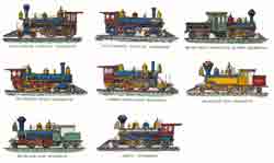 GLASS Train Locomotives Set 8 piece