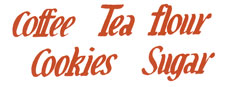 Orange Canister Labels Coffee, Sugar, Flour, Cookies, Tea
