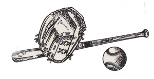 Sports - Baseball, Bat and Glove