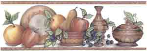 Southwest Fruit Bowl Border - Vase, Apples, Pears, Orange