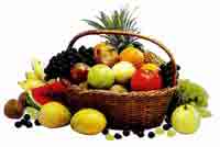 Mural Fruit Basket, apples, lemons, grapes, watermelon, pineapple, bananas