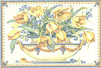 Yellow Tulips and Blue flowers Mural