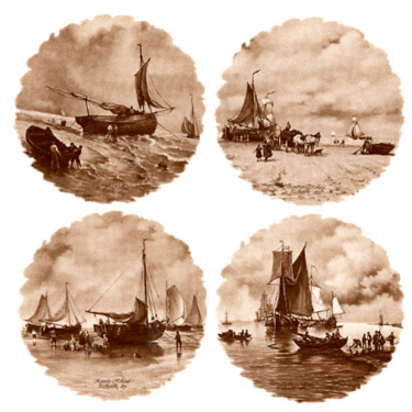 Sepia Sailing Ship Scenes