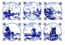 Blue Delft Designs Windmills, Cottages Sailboats