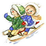 Children on Sled - Playful - BIT