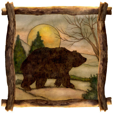 Rustic Lodge Bear Square