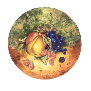Fruit Portraits - Pear-Grapes-Red Raspberries