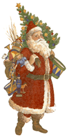 Victorian Santa with Toys and Christmas Tree