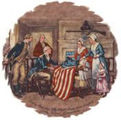 Betsy Ross and the 1st stars and stripes  - American Flag