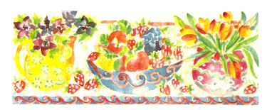 Water Colored Floral and Fruit Wrap