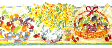 Water Colored Fruit and Flowers Wrap