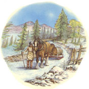 Horse with Logging Sled - Winter Scene