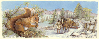 Horse with Logging Sled - Squirrel Wrap