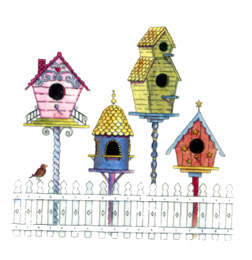 Birdhouses with fence