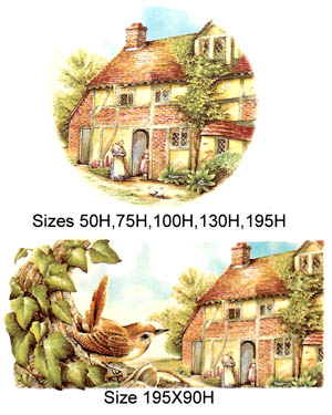 English Cottage and Wren Bird Wrap