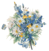 Daisy Daisies Bouquet, Butterflies, Paint Brush