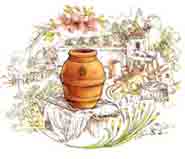 Rustic Memories - Clay Pot, wheelbarrow, scene