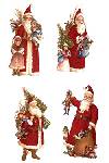 Victorian Santa with Toys, Children, Tree, Elf