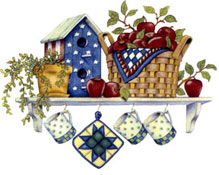 Country Shelf - Birdhouse & Apple Basket
