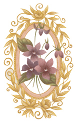 Violets with Gold Rose Frame