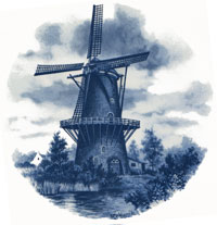 Blue Delft Windmills