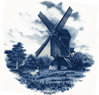 Blue Delft Windmills