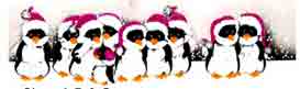 Penguins with Santa Hats - Border