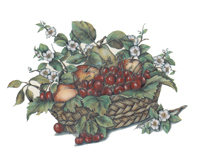 Basket of Fruits with Blossoms