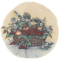 Basket of Fruits with Blossoms