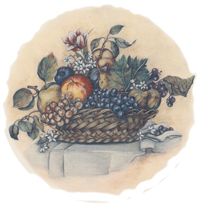 Basket of Fruits with Blossoms