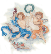 Angels - Cherubs with Flowers, Book, Scroll