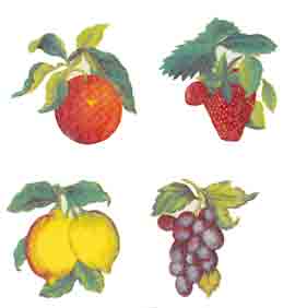 Fruit - Lemons, Grapes, Strawberries, Orange - Glass-Low Fire
