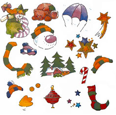 Winter Assorted Bits - Doll, Snowman, Stars, Stocking, Hats, Toys
