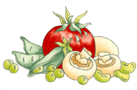 Vegetable Garden - tomato, mushrooms, peas