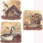 Wood Ducks, Bird House, Basket of Sunflowers