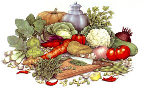 Vegetable Variety Mural - Tomato, Onions, Peppers, Carrots, Kohlrabi, Eggplant