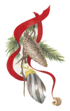 CHRISTMAS RIBBON, ORNAMENT, PINECONE