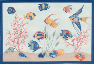 TROPICAL UNDERWATER FISH MURAL WITH CRYSTAL