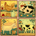 Cow, Sheep, Pig, Rooster