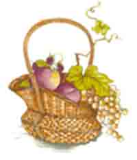 Basket with Plums & Grapes