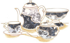 Blue Marble Tea Party Pots