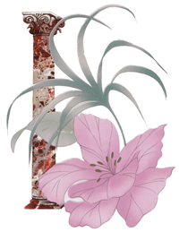 Greek Pillars, Pink  Lilies - Bright Gold & Platinum