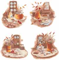 Kitchen Table Floral, Pottery, Coffee Grinder