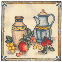 Fiesta Fruit Accent Lemons, Apples, Strawberries, Blue Pottery