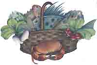 Fish, Crab, Radishes in Basket Mural