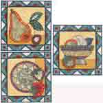 Mosaic Pottery with Fruit  3 piece Accent Setl