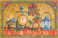 Kitchen Scale with Fruit, Corn, Salt Box, Lantern Mural
